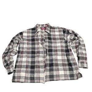 Company One Women’s 1X‎ Black and White Plaid Zip Shirt Gold Thread Accent